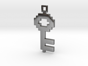 Pixel Art  -  Key  in Polished Silver