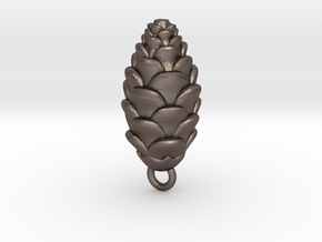 Pine Cone Pendant in Polished Bronzed-Silver Steel