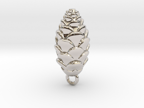 Pine Cone Pendant in Rhodium Plated Brass