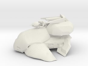 Alien Tank with Gunner in White Natural Versatile Plastic: 6mm