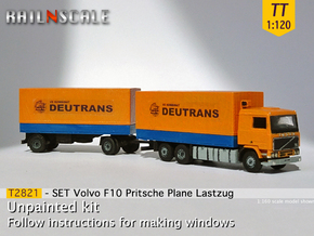 SET Volvo F10 6x2 Pritsche Plane mit Anhänger (TT) in Tan Fine Detail Plastic