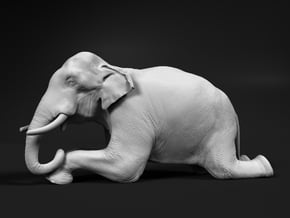 Indian Elephant 1:32 Kneeling Male in White Natural Versatile Plastic