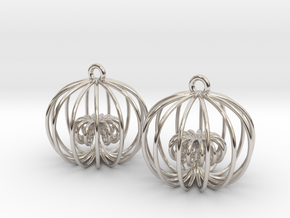 Golden Ratio Cage Earings  --mk1 in Rhodium Plated Brass