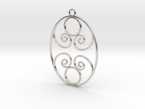 Golden Ratio Oval pendant -- mk1  in Rhodium Plated Brass