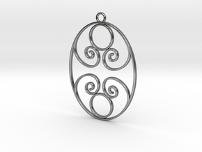 Golden Ratio Oval pendant -- mk1  in Polished Silver