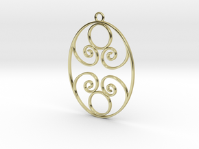 Golden Ratio Oval pendant -- mk1  in 18k Gold Plated Brass