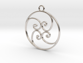 Golden Ratio Circle pendant -- mk1  in Rhodium Plated Brass