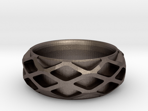Diamond Filigree Band in Polished Bronzed-Silver Steel: 6 / 51.5