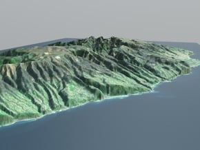 Madeira Island Terrain Map in Natural Full Color Sandstone