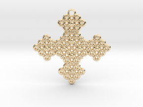 PGon Cross in 14k Gold Plated Brass