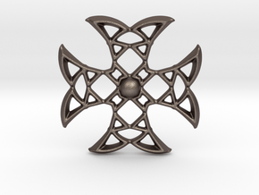 Pointed Cross in Polished Bronzed-Silver Steel