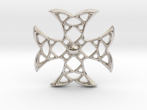 Pointed Cross in Rhodium Plated Brass