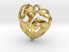 Heart Tree Pendant in Polished Brass