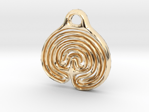 Labyrinth Pendant in 14k Gold Plated Brass