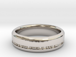 6mm Morse Code Ring [Customisable] - US Size 9.5 in Rhodium Plated Brass: 9.5 / 60.25