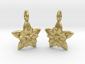 Flower Earrings in Natural Brass