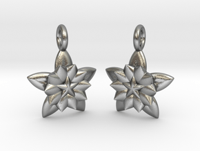 Flower Earrings in Natural Silver