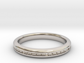 3mm Morse Code Ring [Customisable] - US Size 8 in Rhodium Plated Brass: 8 / 56.75