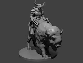 Minotaur Fighter on Buffalo in Smooth Fine Detail Plastic