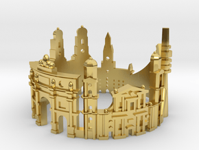 Munich Skyline - Cityscape Ring in Polished Brass: 6 / 51.5