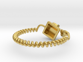 Old Telephon Ring in Polished Brass: 8.5 / 58