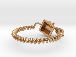 Old Telephon Ring in Polished Bronze: 8.5 / 58