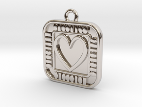Pendant - Geek Love in Rhodium Plated Brass: d10