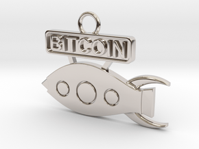 Bitcoin - Rocket To The Moon - v1 in Rhodium Plated Brass