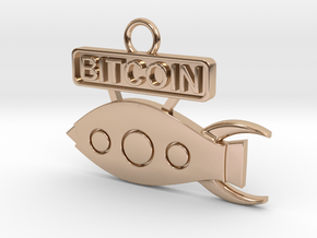 Bitcoin - Rocket To The Moon - v1 in 14k Rose Gold Plated Brass