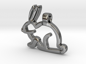 Rabbit Pendant in Polished Silver