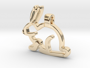 Rabbit Pendant in 14k Gold Plated Brass