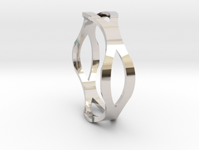 Curvy Round Ring in Rhodium Plated Brass: 10 / 61.5