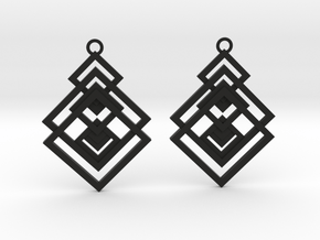 Geometrical earrings no.17 in Black Natural Versatile Plastic: Medium