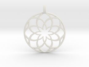 8 Petals Pendant in White Natural Versatile Plastic