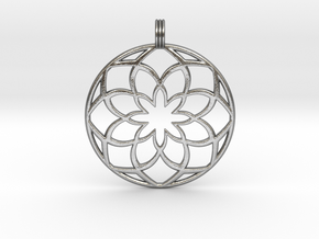 8 Petals Pendant in Natural Silver