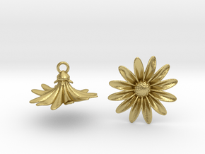 Daisies Earrings in Natural Brass