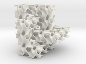 Cubic Trefoil Knot with Gyroid in White Natural Versatile Plastic