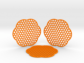 Grid Coasters in Orange Processed Versatile Plastic