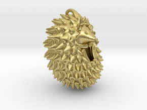 Hedgehog Pendant in Natural Brass