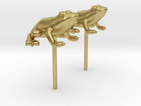 Frog Earrings in Natural Brass