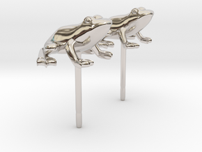 Frog Earrings in Rhodium Plated Brass