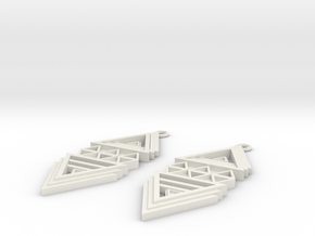 Geometrical earrings no.19 in White Natural Versatile Plastic: Small