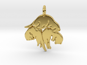 Triple ferret pendant in Polished Brass