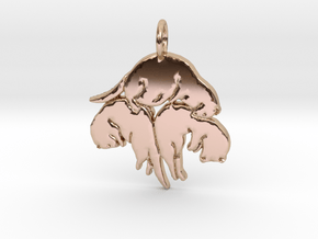 Triple ferret pendant in 14k Rose Gold Plated Brass