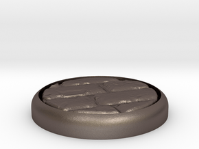 Cobblestone 1" Circular Miniature Base Plate in Polished Bronzed-Silver Steel