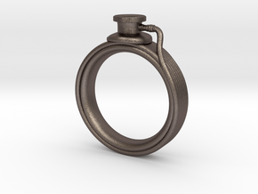 Stethoscope Ring in Polished Bronzed-Silver Steel: 4 / 46.5