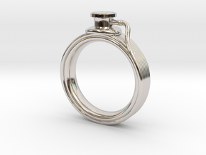 Stethoscope Ring in Rhodium Plated Brass: 4 / 46.5