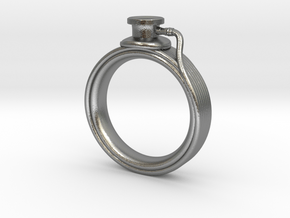 Stethoscope Ring in Natural Silver: 4 / 46.5