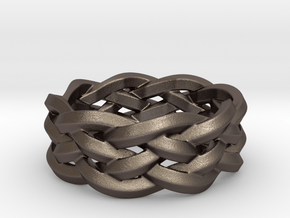 Five-Strand Braid Ring in Polished Bronzed Silver Steel