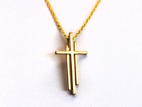 Calvary Cross Pendant - Christian Jewelry in Polished Brass
